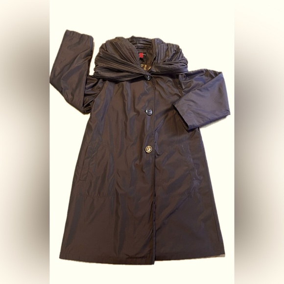 Gallery Jackets & Blazers - Gallery Convertible Shawl Collar Hooded Raincoat Women’s Brown A-Line Trench S